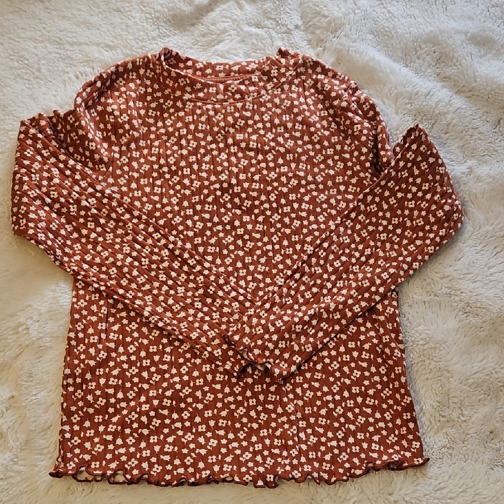 Cat & Jack Red Floral Long Sleeve Tee